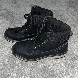 black lace up booties: worn pretty well but still clean and in good condition.